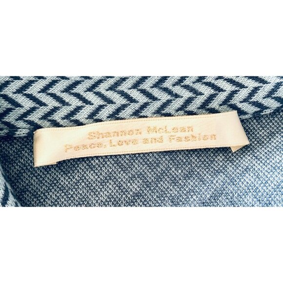 Shannon McLean shirt dress blue white zigzag stripe Size Small - Picture 6 of 10